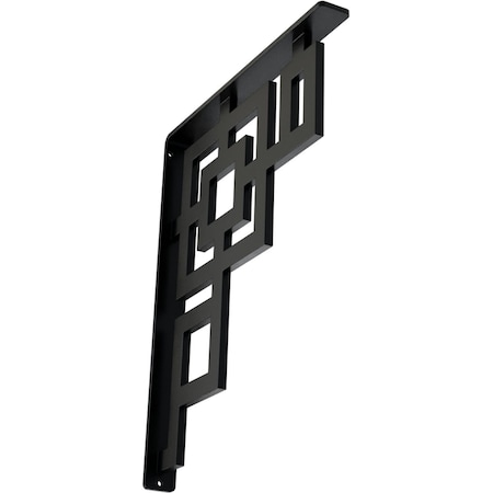 Ekena Millwork Eris Wrought Iron Bracket, (Single center brace), Powder Coated Black 1 1/2"W x 12"D x 15"H BKTM01X12X15SER